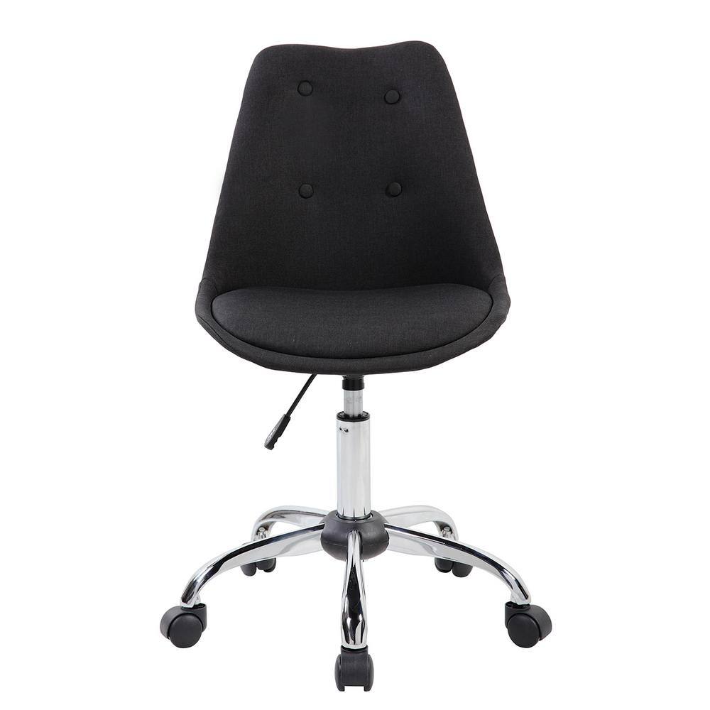 Elegant Black Fabric Swivel Task Chair with Tufted Design