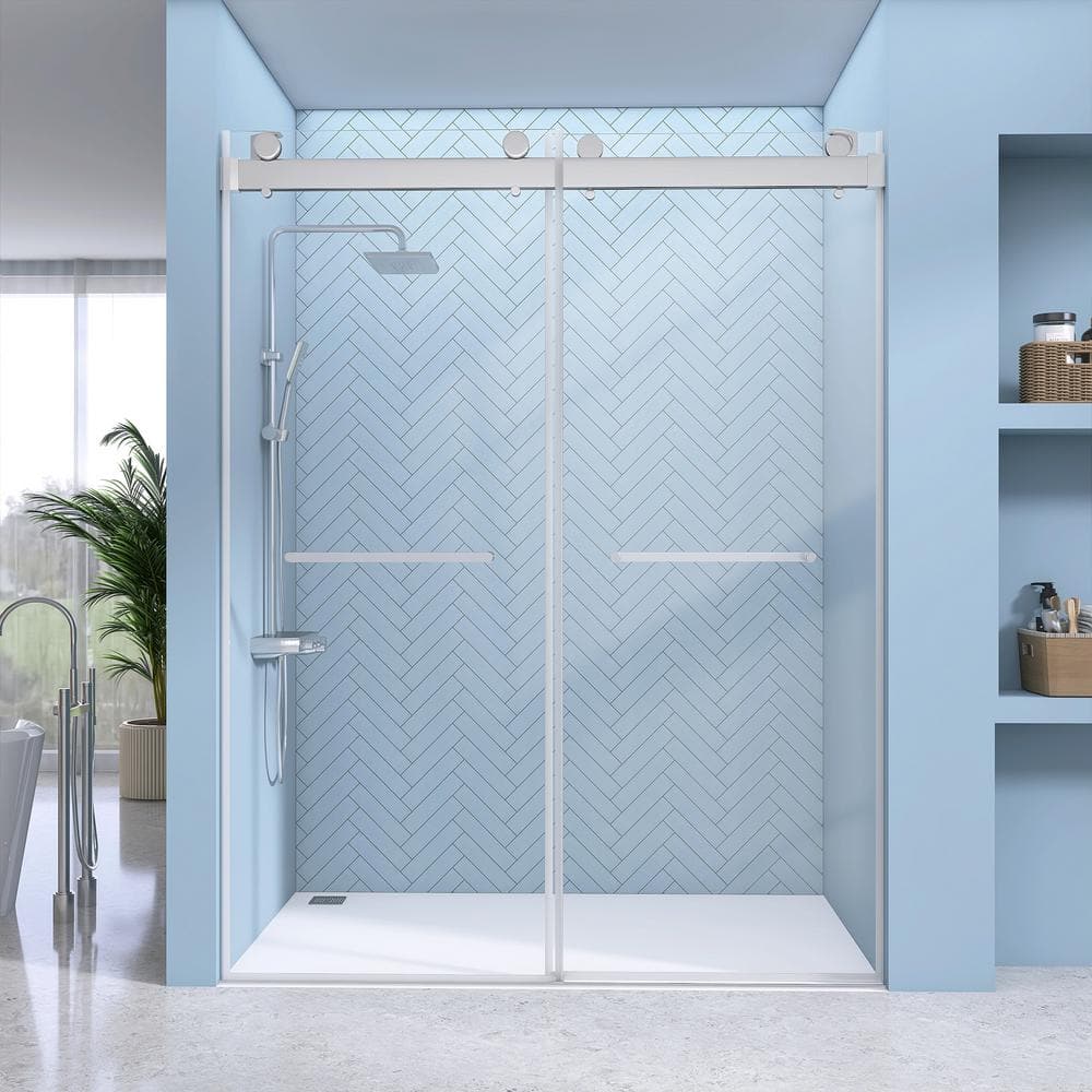 Have A Question About Ntq In W X In H Double Sliding Shower Doors Frameless Alcove Glass