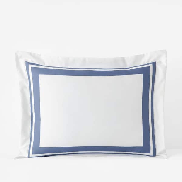 The Company Store Legends Hotel Double Border Blue Dusk Wrinkle-Free Supima Cotton Standard Sham