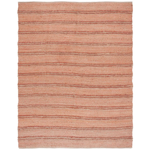 Cape Cod 8 ft. x 10 ft. Orange/Natural Geometric Striped High-Low Area Rug