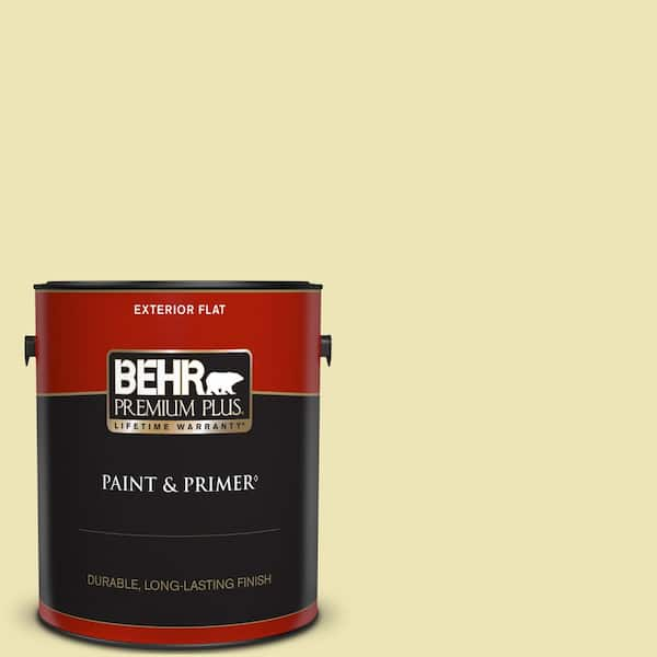 BEHR PREMIUM PLUS 1 gal. #PPU9-13 Yellow Wax Pepper Flat Exterior Paint & Primer