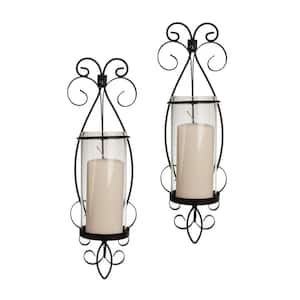 San Remo Black Candle Wall Sconce (Set of 2)