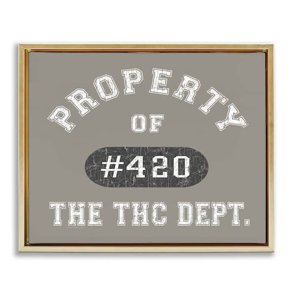 Stupell Industries Vintage Property of THC by Higher Learning/Life is High Gold Floater Frame Typography Graphic Art Print 17 in. x 21 in.