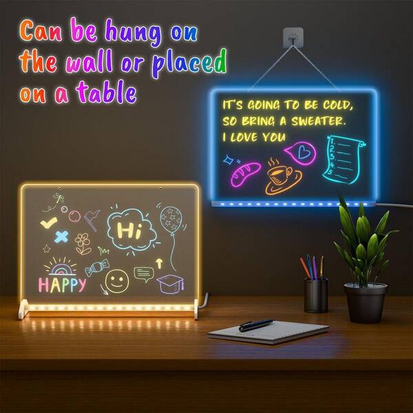 13.8 in. X10 in. LED Note Board with 7 Colors and 4 Light Modes