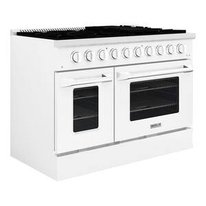 BOLD 48 IN, 8 Burner Freestanding Double Oven Gas Range with Gas Stove and Gas Oven in. White