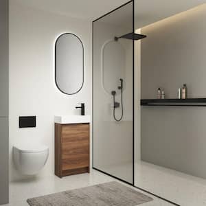 16.1 in. W x 8.9 in. D x 33.5 in. H Single Sink Bathroom Vanity in Dark Brown Cabinet with White Ceramic Sink Top