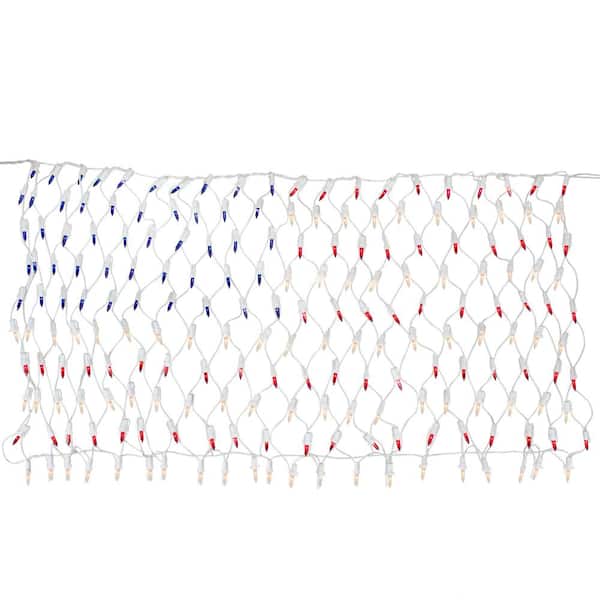 24 in. x 33 in. 200-Light Count Red, White and Blue American Flag Mini Net Lights with White Wire