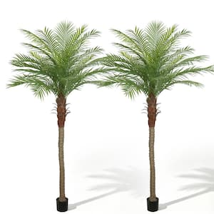 9ft. Artificial Palm Tree UV-Resistant Realistic Leaf Faux Tropical Tree for Indoor Outdoor Garden Pool Decor (set of 2)