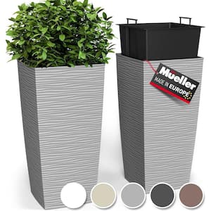 Modern 14 in. L x 14 in. W x 27.5 in. H 93.99 qts. Light Grey Outdoor Resin Planter 2 (-Pack)