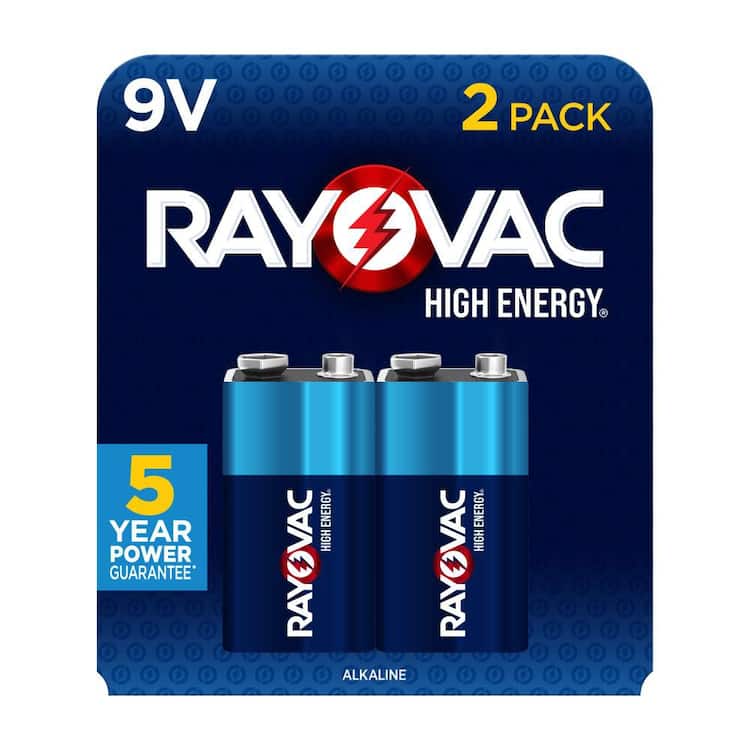 Rayovac High Energy 9V Batteries (2-Pack), Alkaline 9 Volt Batteries