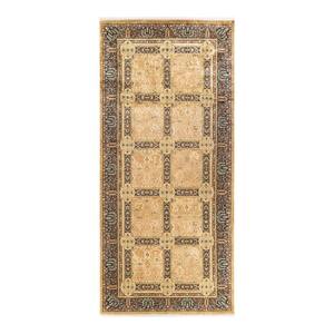 Mogul One of a Kind Traditional Yellow 6 ft. 1 in. x 13 ft. 7 in. Oriental Area Rug