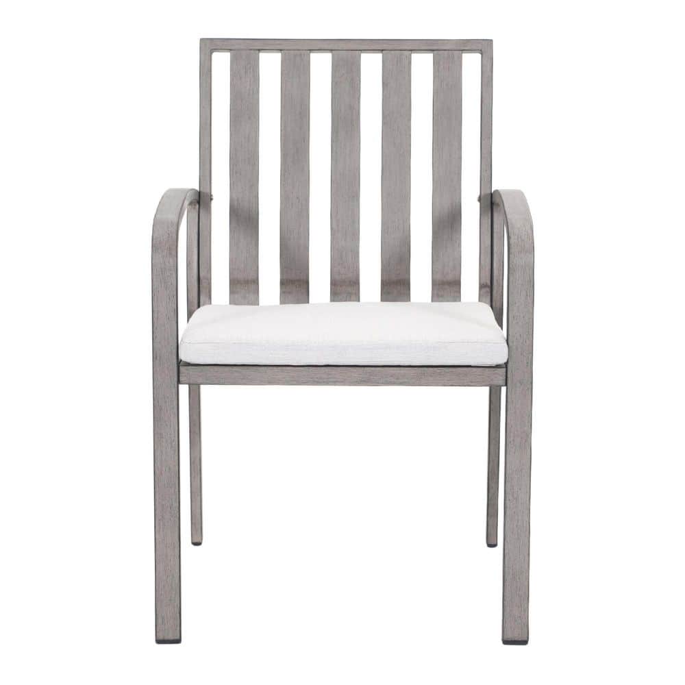 のん Zeus & Ruta Gray Aluminum Frame Outdoor Dining Chair with