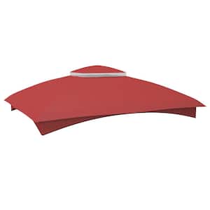 Wine Red Gazebo Canopy Replacement, 2-Tier Outdoor Gazebo Cover Top Roof with Drainage Holes for 10 ft. x 12 ft. Gazebo