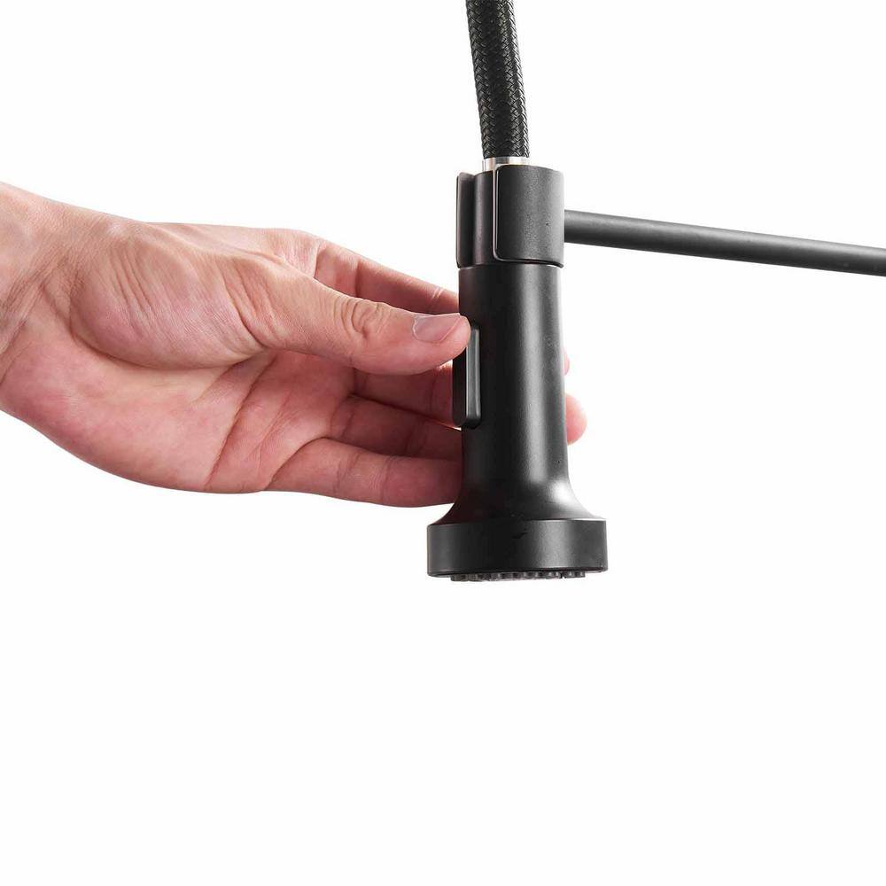 Matte Black Brass Pull Down Kitchen Faucet with Spray