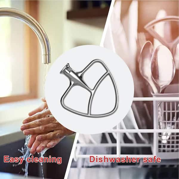 Stainless Steel Flat Beater for KitchenAid Mixer, Paddle Attachment for  Tilt-Head Stand Mixer Fits 4.5-5 QT Mixing Bowl, Beater Replacement