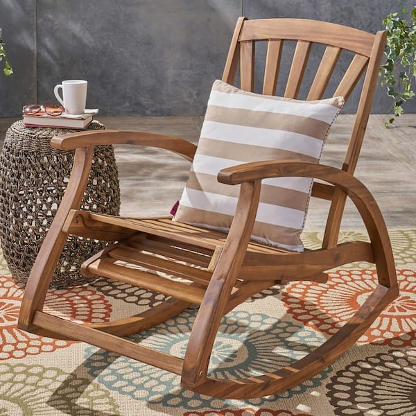 Coporesell Teak Wood Outdoor Rocking Chair