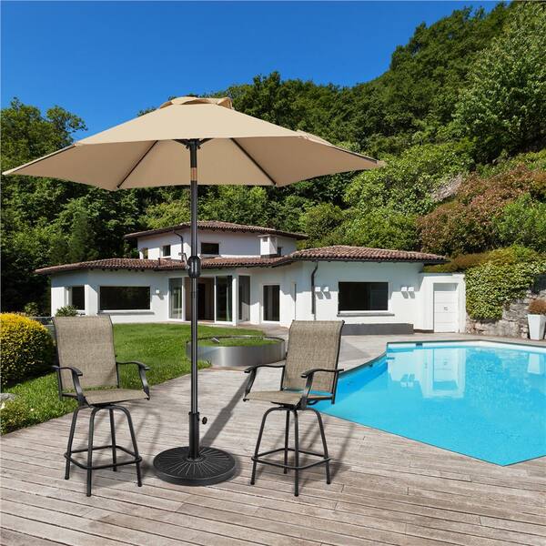 black outdoor patio umbrella 3‑Tier Auto-tilt Pellebant 11 ft. Square Weights:With Weights roller_luggage perfectly complementing the heavy