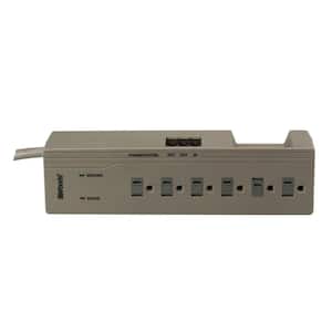 Home Office 6-Outlet 1000-Joule Surge Protector with Phone/Fax/DSL and Right Angle Plug 4 ft. Power Cord - Gray