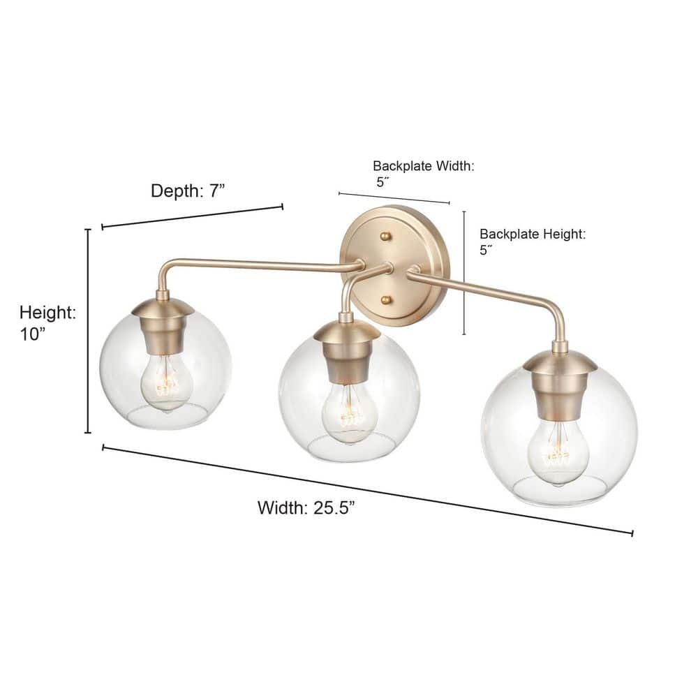 Elegant Brushed Nickel 3-Light Vanity Fixture for Bathrooms