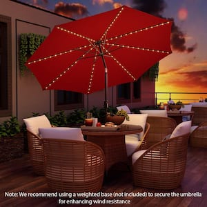 10 ft. 112 LED Solar-Lighted Table Market Crank Tilt Patio Umbrella Outdoor Wine