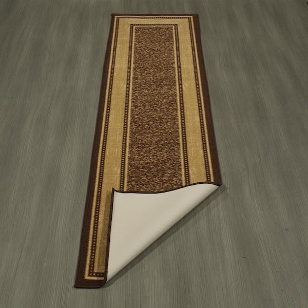 Ottomanson Classics 2 X 7 (ft.) Brown Indoor Border Machine Washable Runner  Rug in the Rugs department at