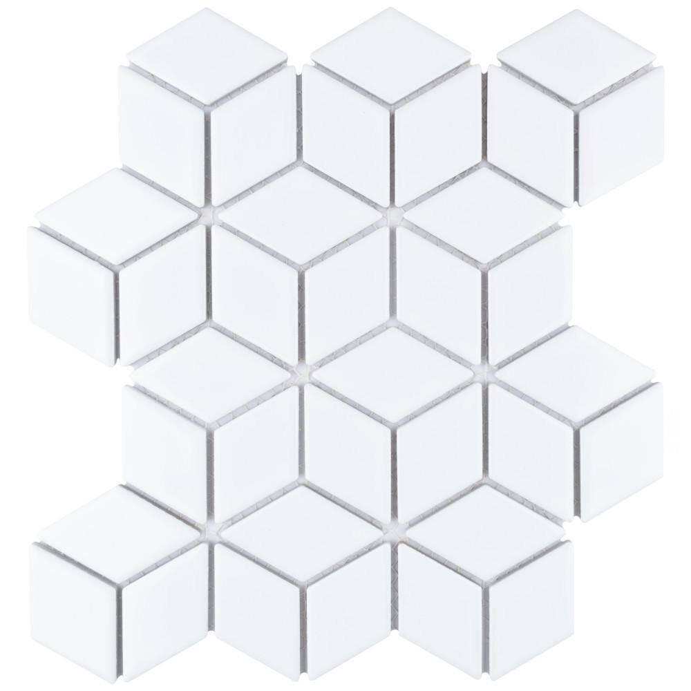 Hudson Rhombus Glossy White 6 in. x 6 in. Porcelain Mosaic Take Home Tile Sample price history on PriceWatchPro