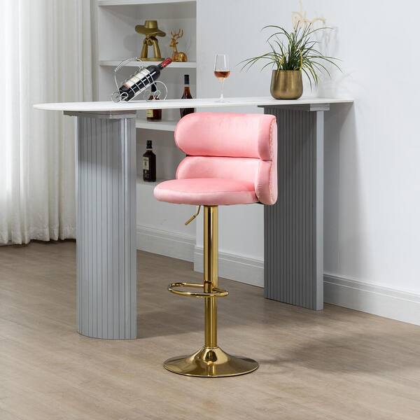 pink fabric bar stools