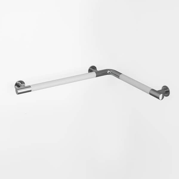 Auvergne 29 in. x 22 in. Right Angle Grab Bar in Matte White