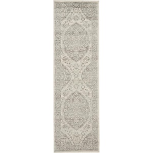 Tranquil Ivory/Grey 2 ft. x 7 ft. Persian Vintage Kitchen Runner Area Rug