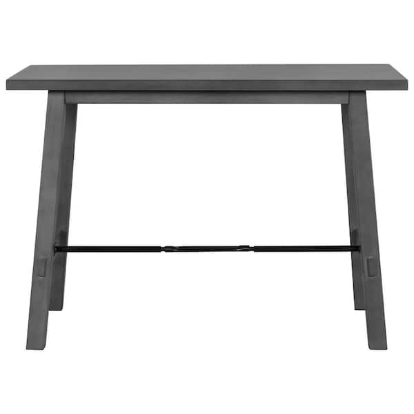 Unbranded 52 in. L Rectangle Gray Counter Height Dining Table Solid Wood and Metal Dining Table for Small Space(Seats 4)