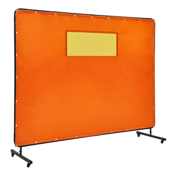 SKYSHALO Welding Screen with Frame 6 ft. x 8 ft. Welding Curtain Screens Flame-Resistant Vinyl Welding Protection Yellow Screen