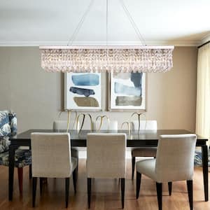 47 in. 10-Light Chrome Crystal Kitchen Island Rectangular Dining Room Chandelier