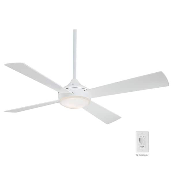 MINKA-AIRE Aluma 52 in. LED Indoor Flat White Ceiling Fan with Light and Wall Control