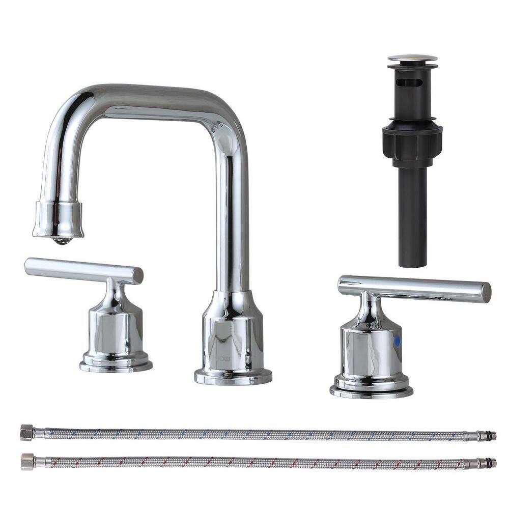 8 in. Widespread 2-Handle Bathroom Faucet with Pop Up Drain, 3 Hole Bathroom Sink Lavatory Faucet in Chrome price history on PriceWatchPro