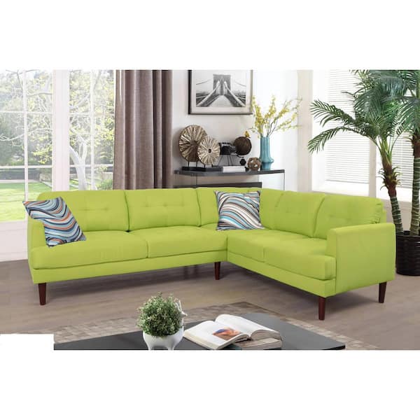 Star Home Living Green Tufted Sectional Sofa Set (2-Piece)