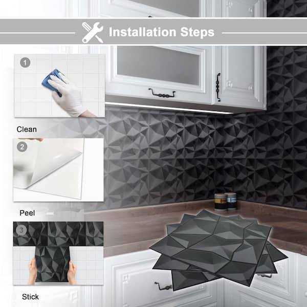 Art3d Gravity Gray 12 in. x 12 in. Peel and Stick Wall Tile Backsplash (6-Pack) Art3d Gravity Gray 12 in. x 12 in. Peel and Stick Wall Tile Backsplash (6-Pack)