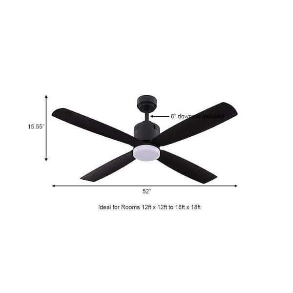 Kitteridge 52 in LED Indoor Matte Black Ceiling Fan with Light Kit 