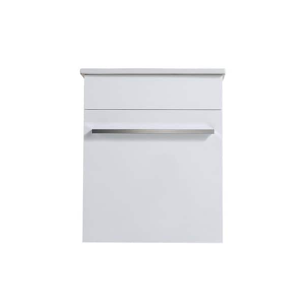 BATHLYN Millennium 16.6 in. W x  16.625 in. D x 19.625 in. H Single Sink Bath Vanity in High Gloss White with White Ceramic Top
