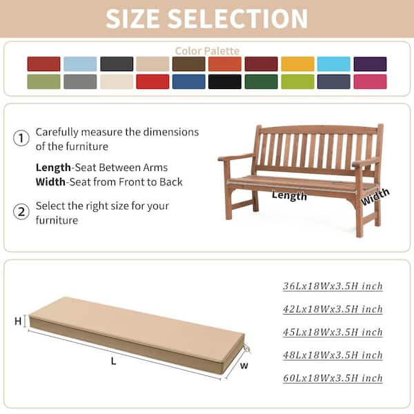 45 in. x 18 in. x 3.5 in. Rectangular Outdoor Porch Swing Bench Cushion Sand