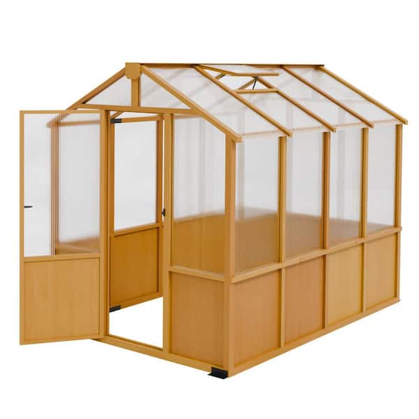 COOS BAY 6 x 8 ft Wooden Greenhouse with 2-Layer PC Panel