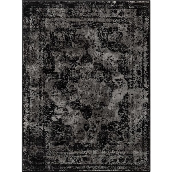 Zazzle Patras Vintage Oriental Floral Black 3 ft. x 5 ft. Area Rug