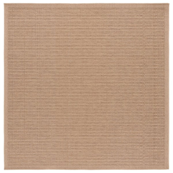 Atrium Sisal Beige 7 ft. x 7 ft. Solid Striped Indoor/Outdoor Square Area Rug