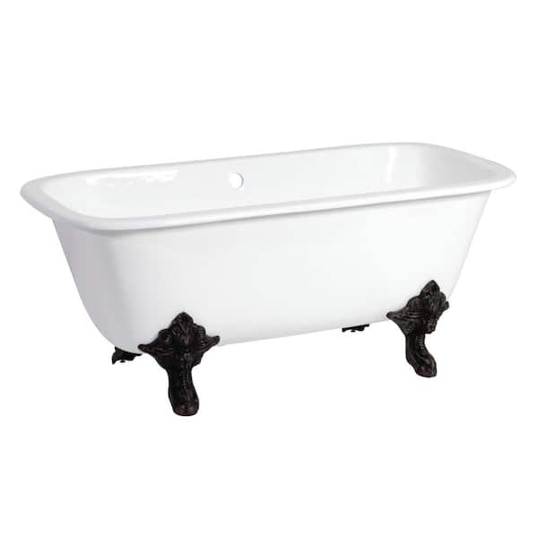Aqua Eden Double Ended 67 in. Cast Iron Clawfoot Bathtub in Matte Black