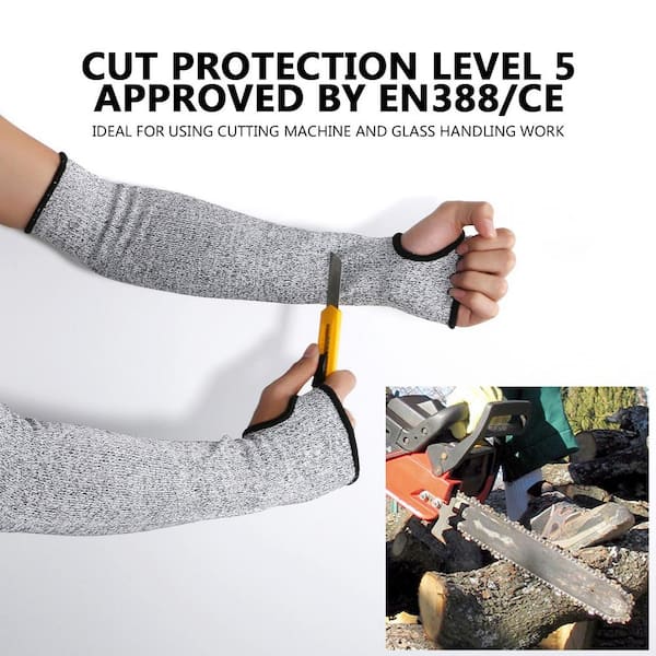 2 Piece Level 5 Protection Cut/Slash Resistant Protective 14 Arm Sleeves 2 Pieces Arm Width 5-10 inch in Grey