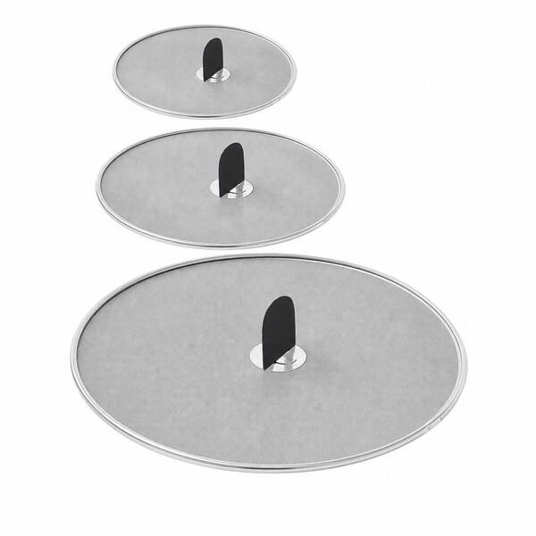 3-Piece Splatter Screen with Silicone Heat Resistant Handle for Safe Indoor and Outdoor Cooking