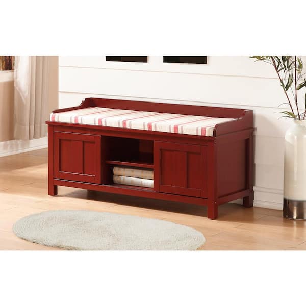 Linon Home Decor Lakeville Red Storage Bench