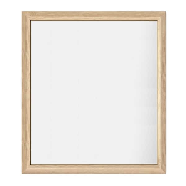 Apmir 32 in. W x 36 in. H Rectangular Aluminum Alloy Framed & Tempered Glass Wall Bathroom Vanity Mirror in Light Yellow Wood