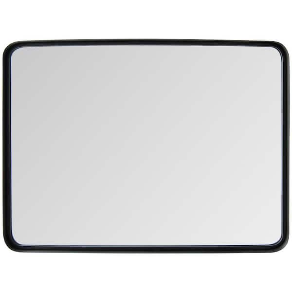 30 in. W x 22 in. H Medium Rectangular Steel Framed Wall Bathroom Vanity Mirror in Black