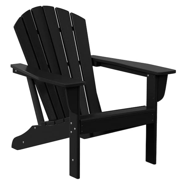 WESTIN OUTDOOR Mason Black Poly Plastic Outdoor Patio Classic Adirondack Chair, Fire Pit Chair