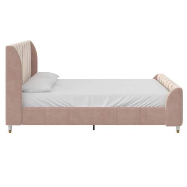 Little Seeds Valentina 59.5 in. W Pink Full Size Velvet Wood